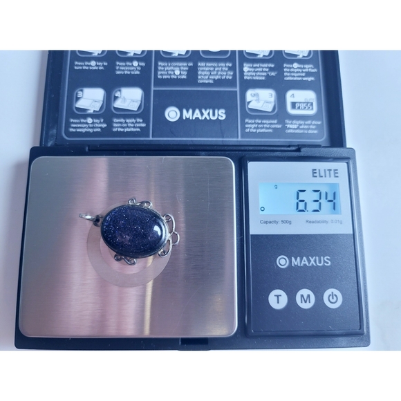 Blue Oval Goldstone Pendant - Picture 5 of 5